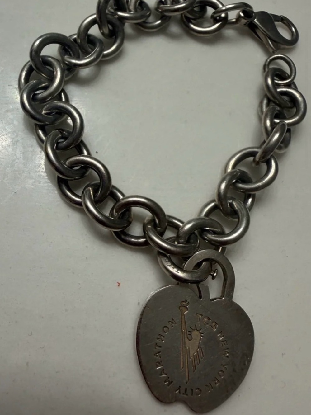 Tiffany & Co. New York City Marathon Apple Charm Bracelet Sterling Silver Ag925
